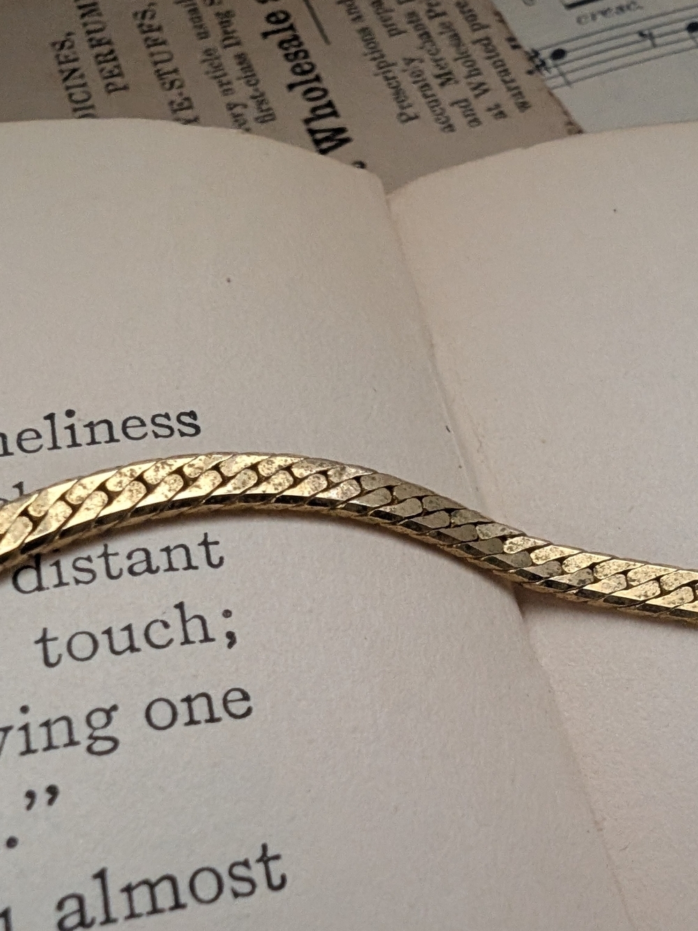 Goldtone Herringbone Chain Necklace - Picture 4 of 10